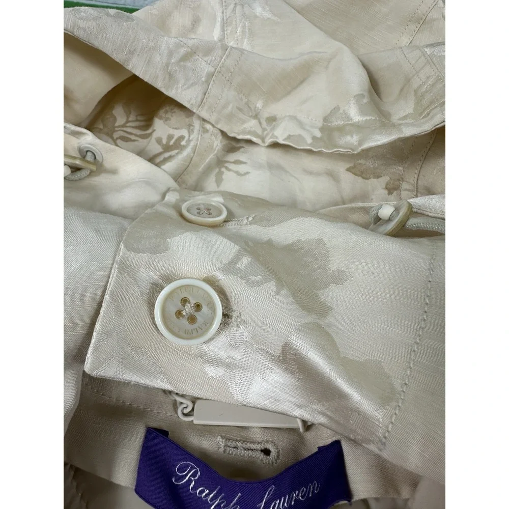 Ralph Lauren Purple Label Ivory Linen Blend Floral Hooded Padded Jacket SZ 4 NWT - Picture 11 of 14